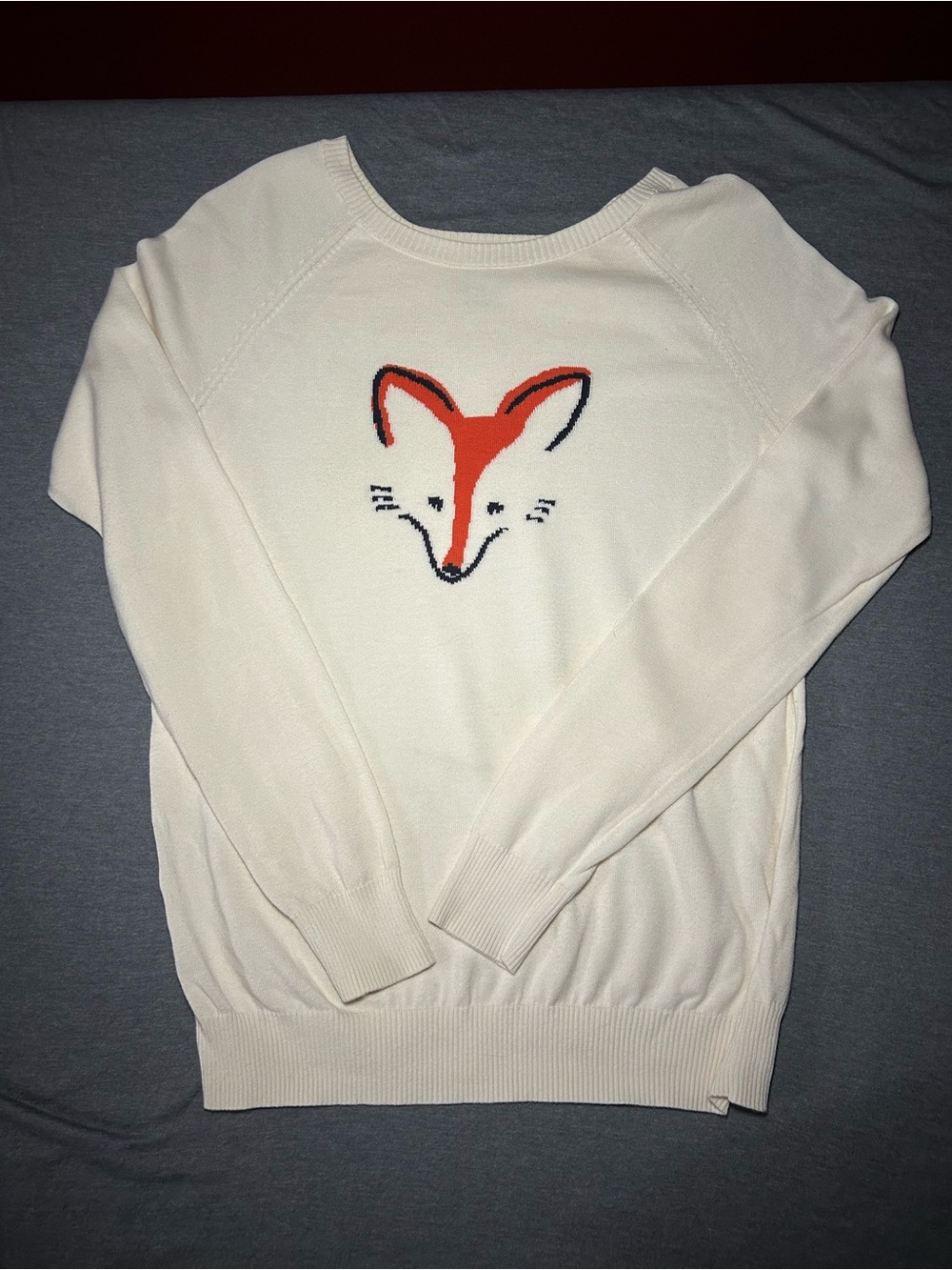 G.H. Bass & Co. Cream Crewneck Sweater with Orange Fox Motif